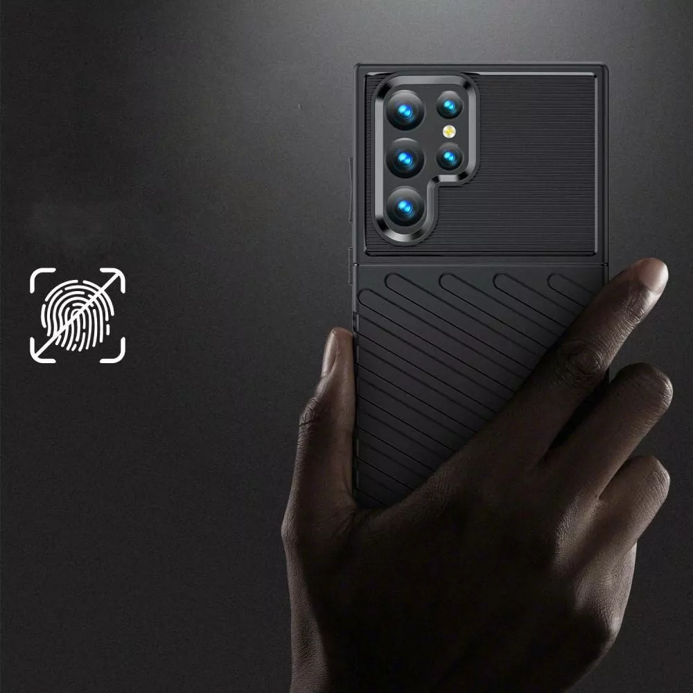 Odolnější gumové pouzdro Armored Thunder na mobil Samsung Galaxy S23 Ultra Černé