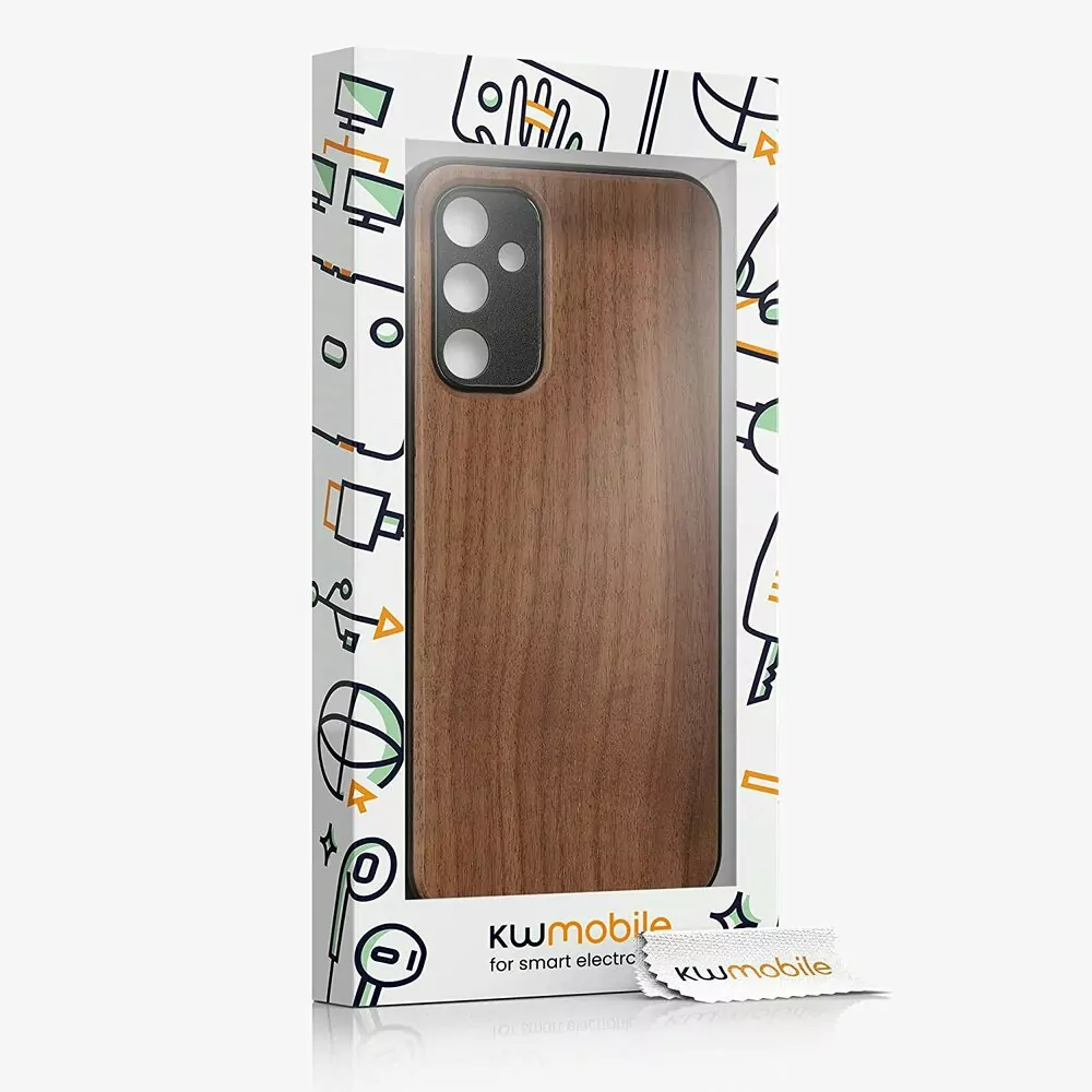 Dřevěné - silikonové pouzdro KWmobile na mobil Xiaomi Redmi Note 12 5G / Poco X5 5G Dark Brown