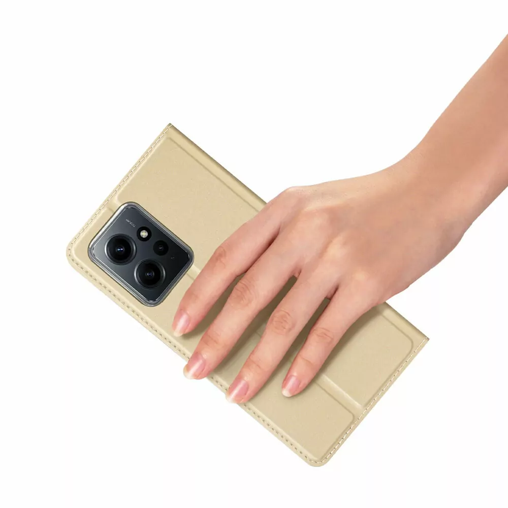Prémiové flipové pouzdro DUX DUCIS SKIN na mobil Xiaomi Redmi Note 12 4G zlatavé