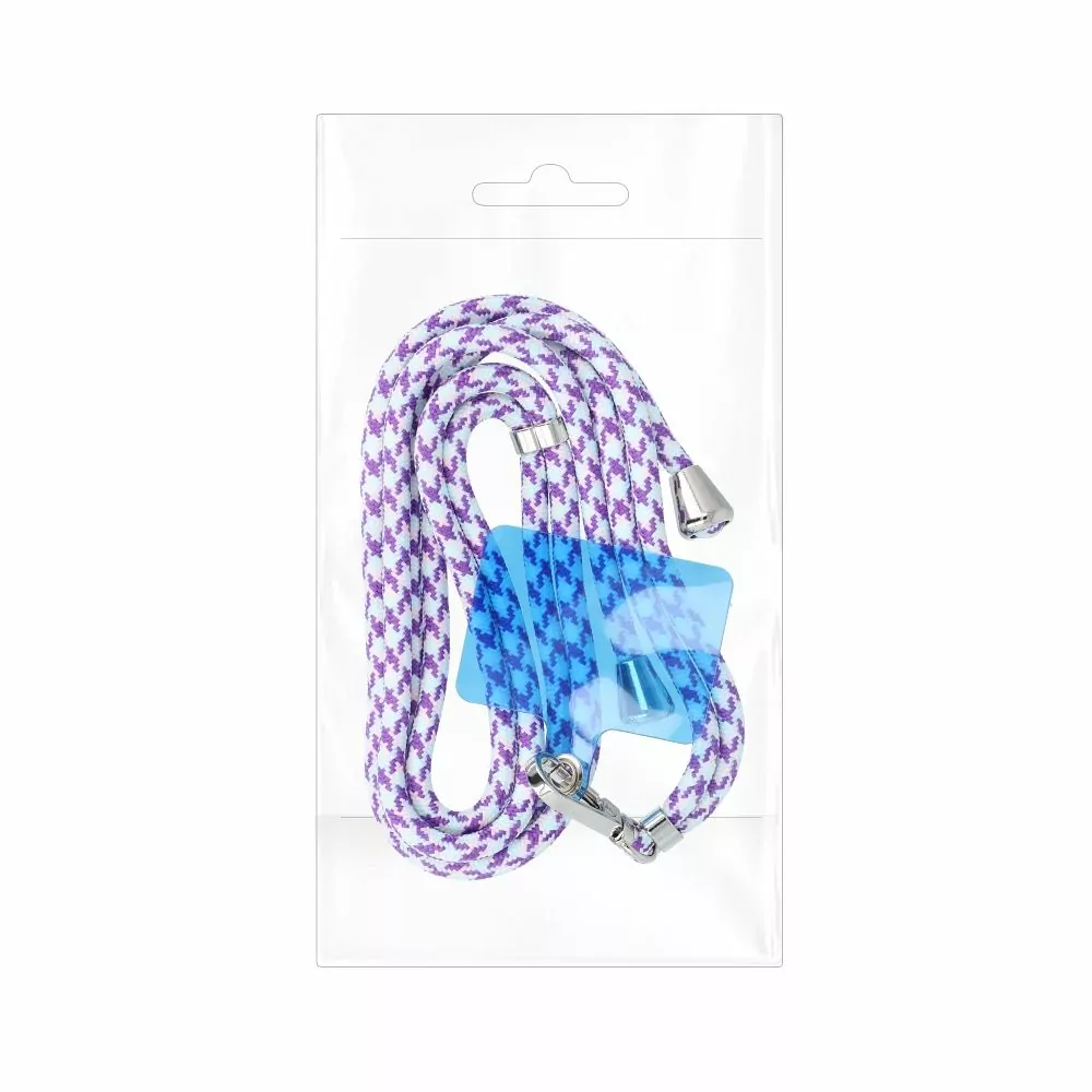 Univerzální dlouhý popruh SWING 6mm Crossbody přes rameno nebo kolem krku - bílo fialový