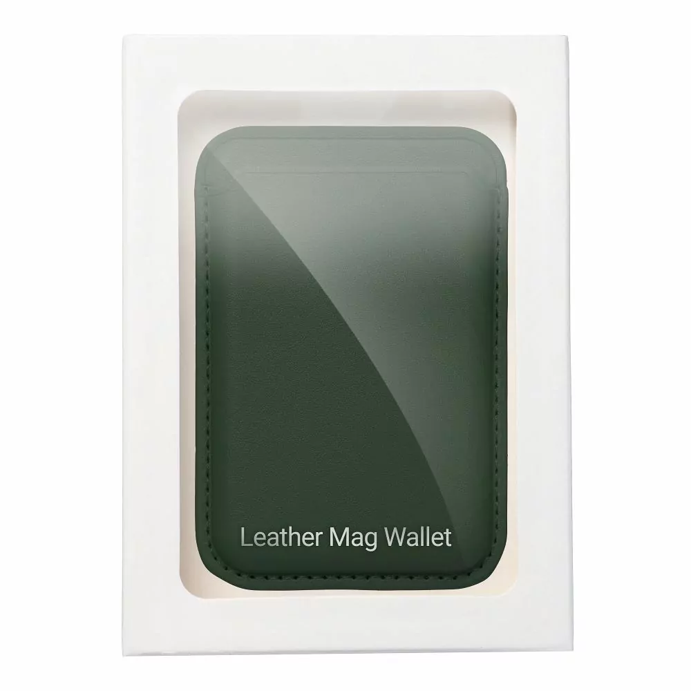 Magnetická peněženka z eko kůže kompatibilní s Mag Safe pro telefony Apple iPhone - tmavě zelená
