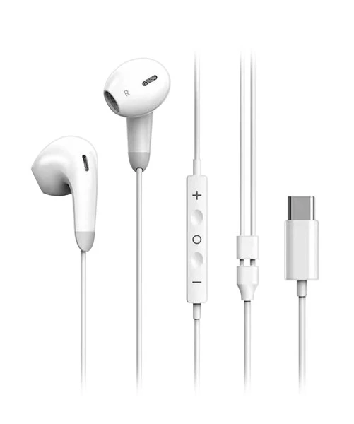 Handsfree sluchátka do uší s USB-C konektorem, ALIGATOR AE007 Cool Music, bílá (kompatibilní s iPhone 15 a vyšší)