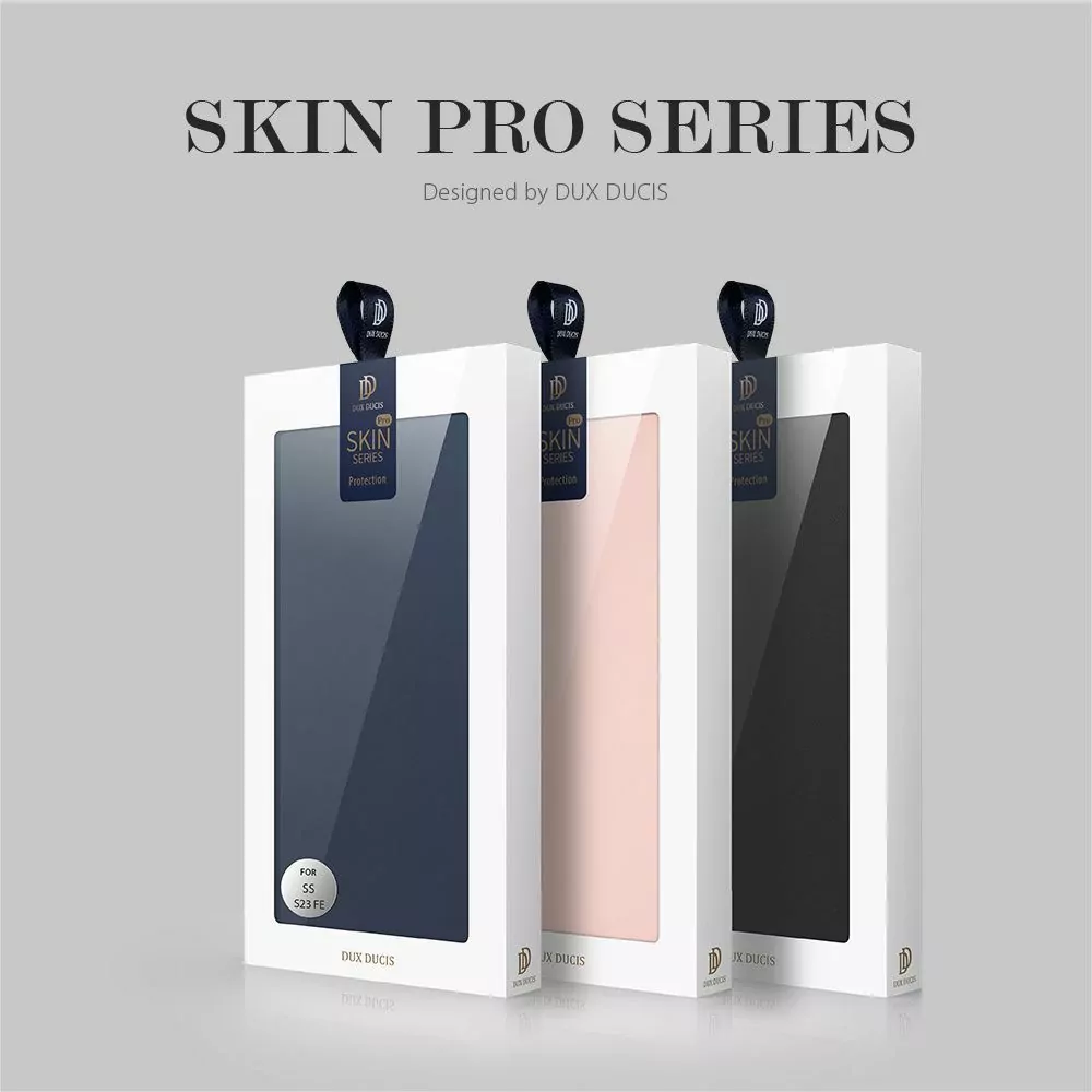 Prémiové flipové pouzdro DUX DUCIS SKIN na mobil Samsung Galaxy S23 FE Modré