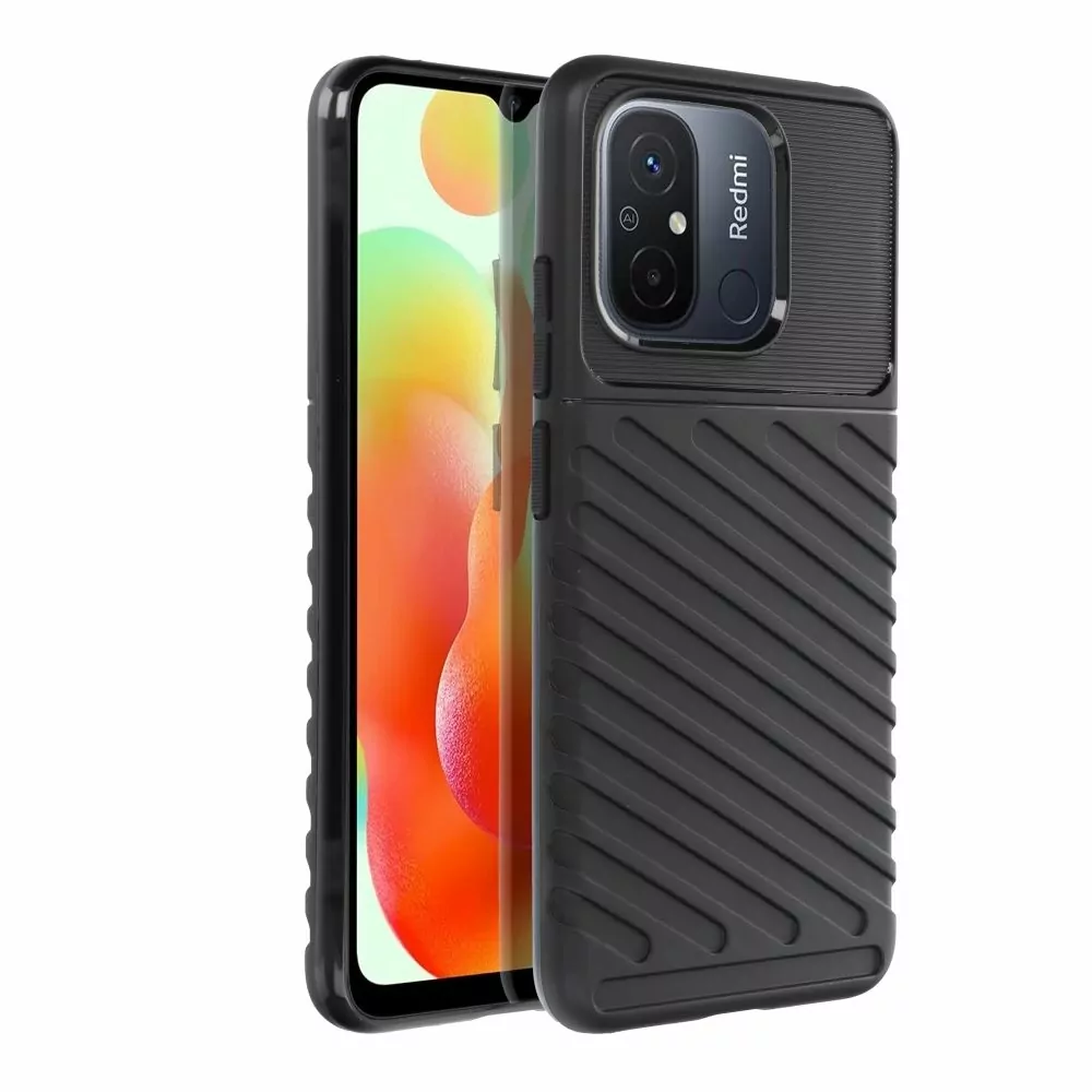 Odolnější gumové pouzdro Armored Thunder na mobil Xiaomi Redmi 12C Černé