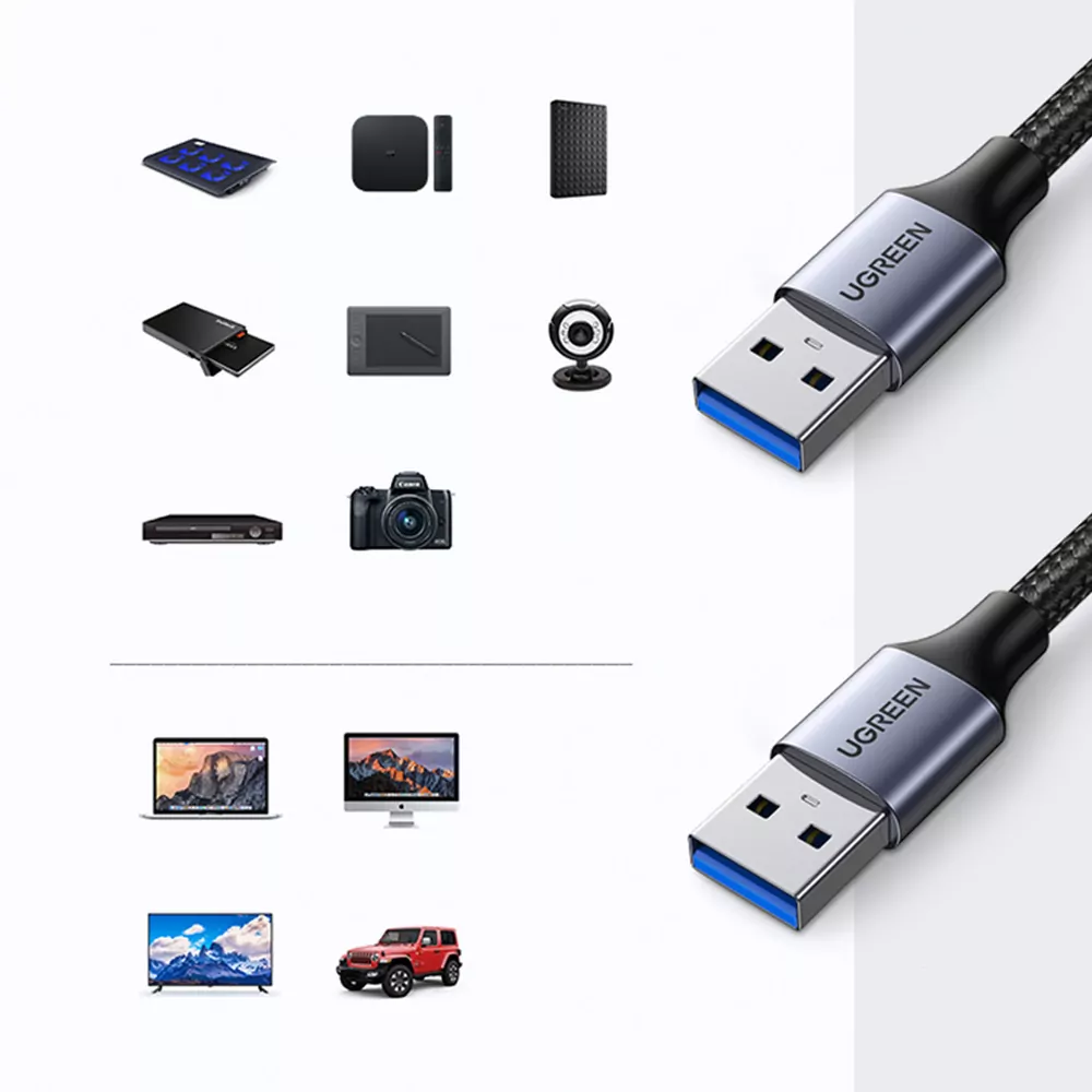 USB / USB 3.0 (USB-A Male to USB-A Male) kabel UGREEN 2m, 5Gb/s