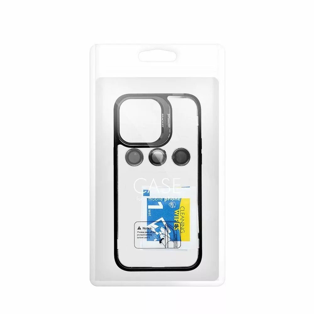 Ochranné pouzdro BRACKET na mobil Apple iPhone 14 Pro Černé se stojánkem a krytkami fotoaparátu