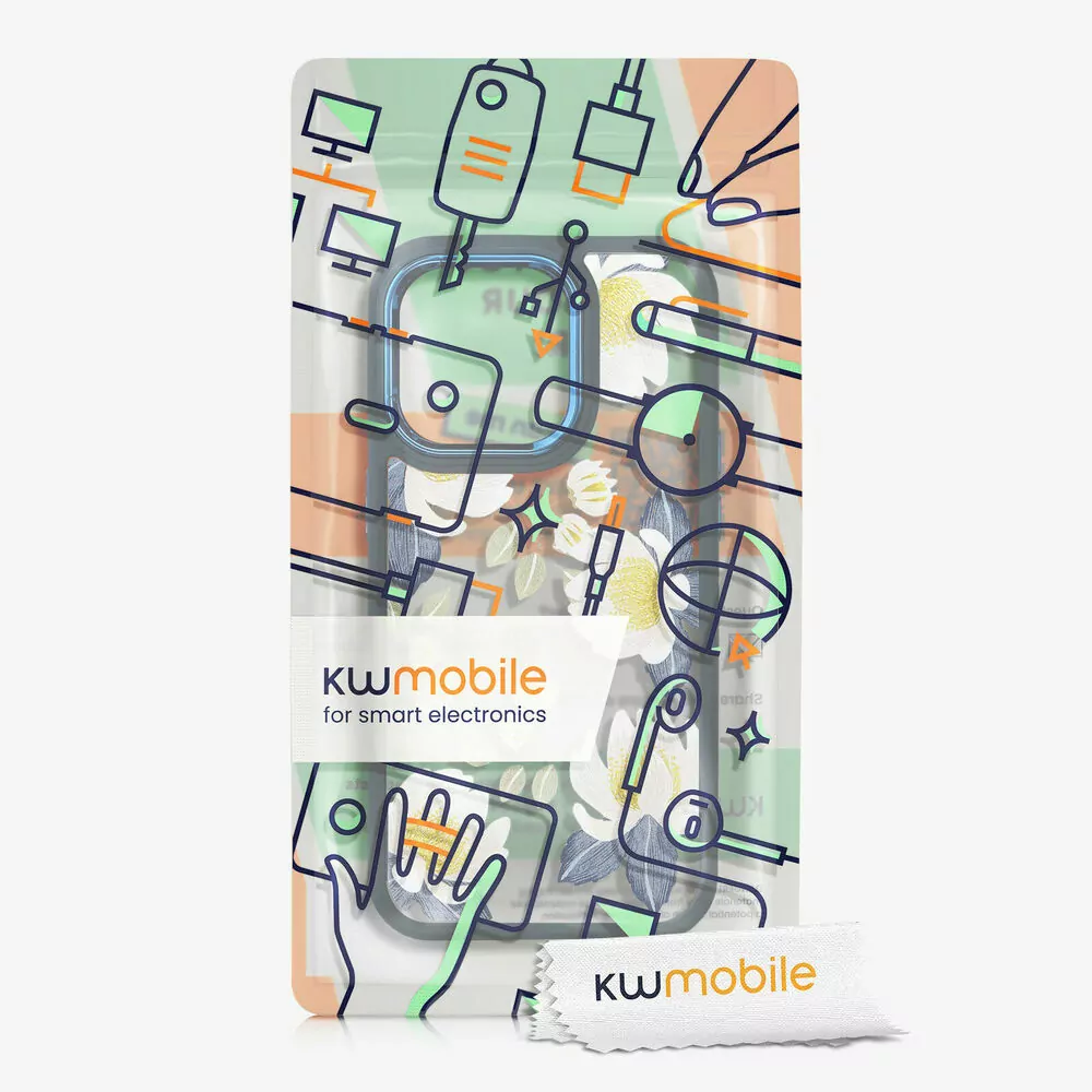 Pouzdro KWmobile Crystal Hard Case na mobil Apple iPhone 14 Pro Max - kytičky - VÝPRODEJ