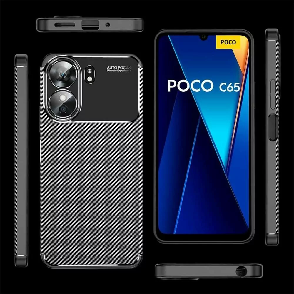 Silikonové pouzdro Coolcase Carbon Fiber - Xiaomi Redmi 13C / Poco C65 Černé