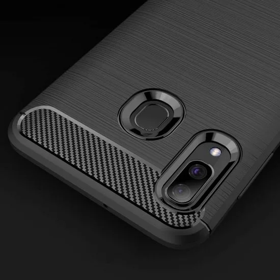 Silikonové pouzdro Coolcase Carbon Brushed na mobil Samsung Galaxy A40 Černé