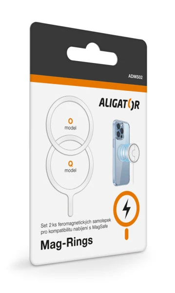 Set 2ks feromagnetických samolepek Aligator Mag-Rings, Magsafe kompatibilní, bílé