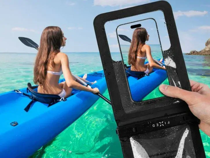 Vodotěsný obal pro mobil FIXED Float Twin - IPX8 a kvalitním uzamykacím systémem s dvěma kapsami