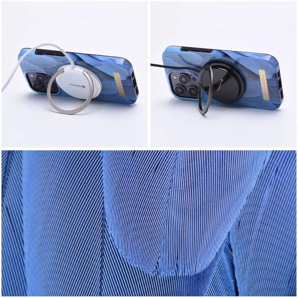 Prémiové pouzdro FORCELL F-PROTECT Mirage 4D s MagSafe na mobil Apple iPhone 15 Pro - Modrá pírka