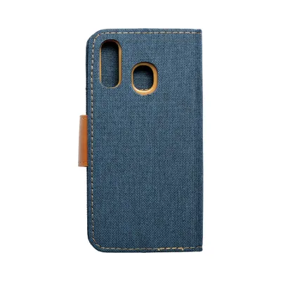 Luxusní flipové pouzdro Coolcase Canvas pro Samsung Galaxy A40 navy modré