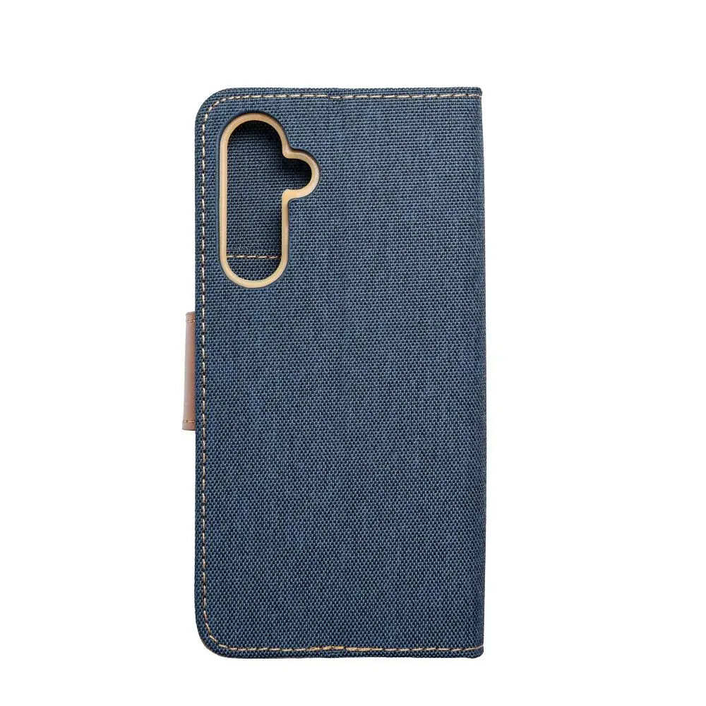 Luxusní flipové pouzdro Coolcase Canvas pro Samsung Galaxy A55 5G navy modré