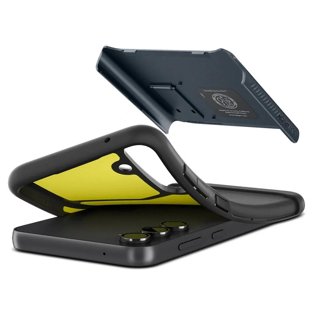Odolné silikonové pouzdro SPIGEN Slim Armor na mobil Samsung Galaxy S23 FE se stojánkem - Metal slate