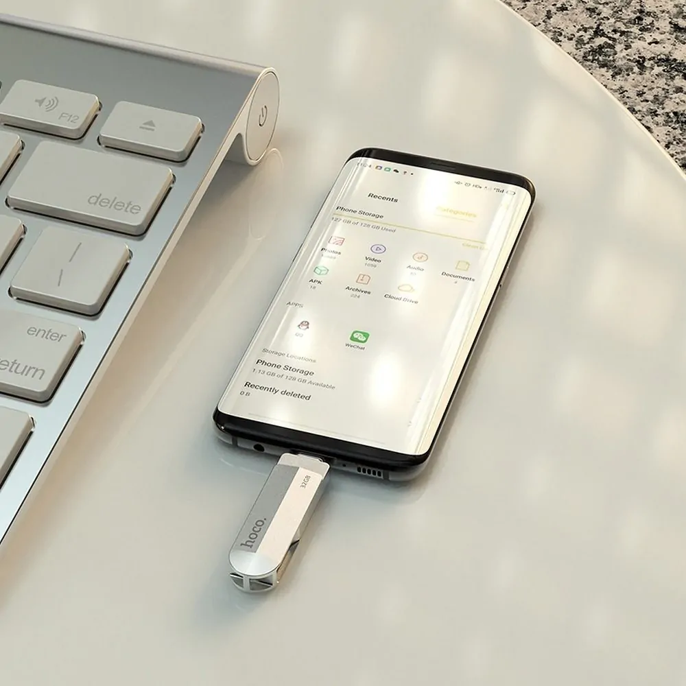Fleška USB Flash disk HOCO UD10 s kapacitou 128 GB USB 3.0 s konektorem USB a USB-C