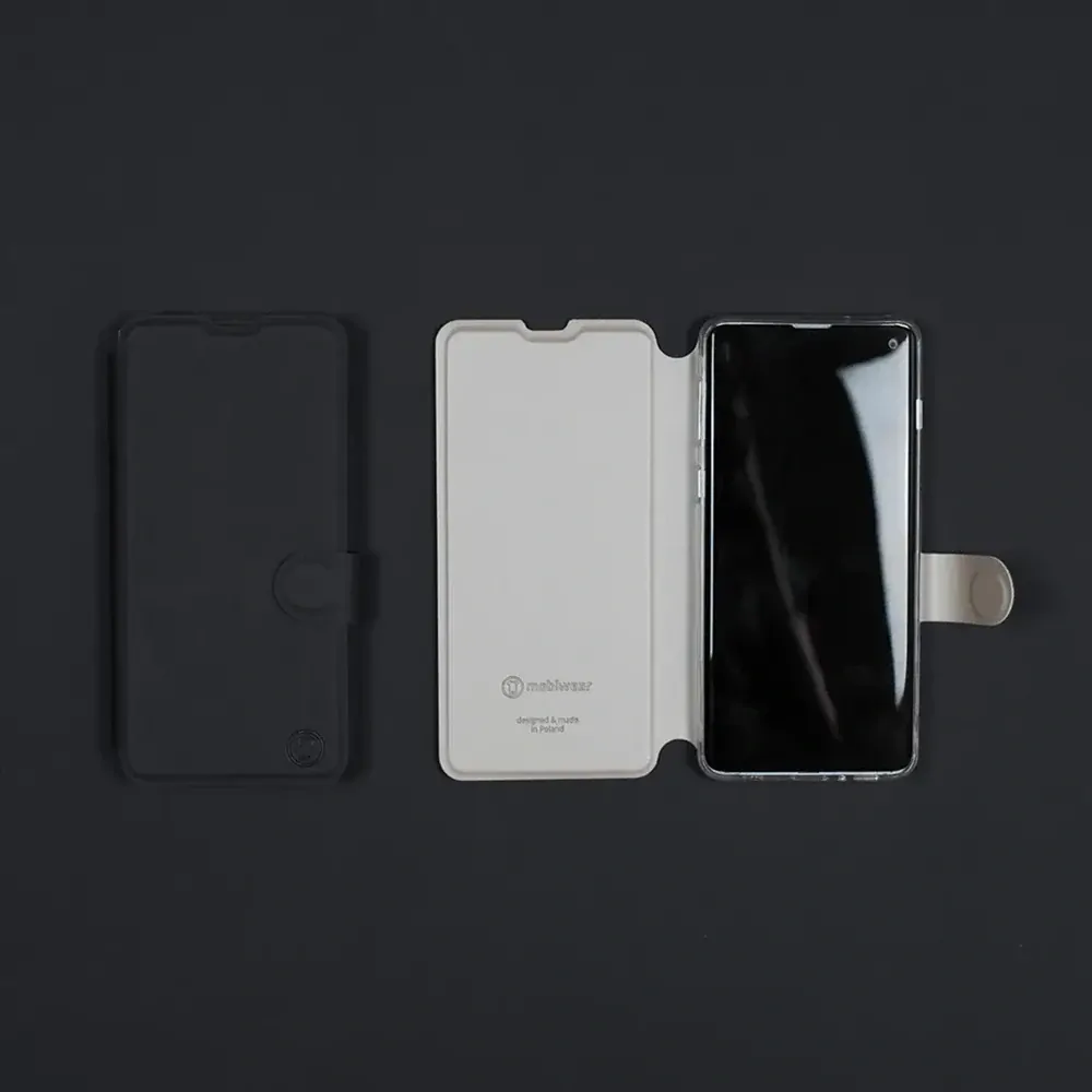 Flip pouzdro Mobiwear Soft Touch - Motorola Moto G84 5G - Černé - béžové - VÝPRODEJ