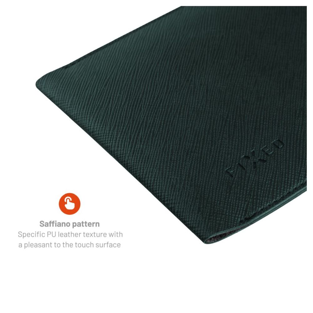 Crossbody taštička přes rameno s kapsičkou FIXED Verona s černou šňůrkou pro mobily do 7" - tmavě zelená