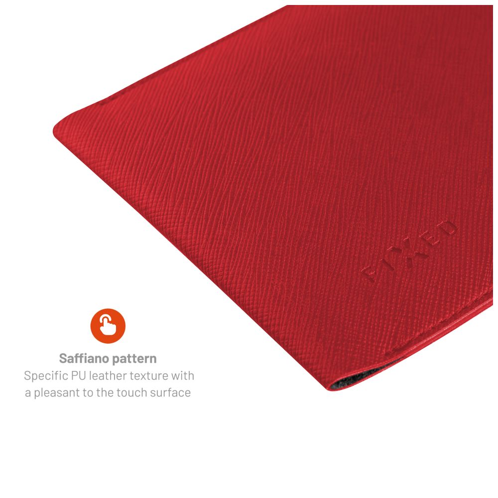 Crossbody taštička přes rameno s kapsičkou FIXED Verona s černou šňůrkou pro mobily do 7" - červená