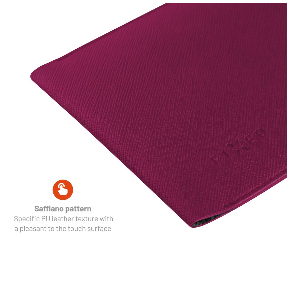 Crossbody taštička přes rameno s kapsičkou FIXED Verona s černou šňůrkou pro mobily do 7" - vínová