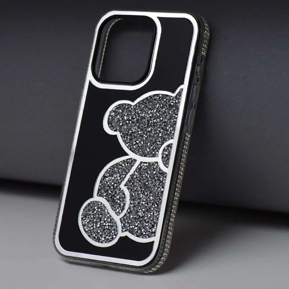 Třpytivé pouzdro Coolcase TEDDY BEAR  - Apple iPhone 7 / 8 / SE 2020 / SE 2022 stříbrné