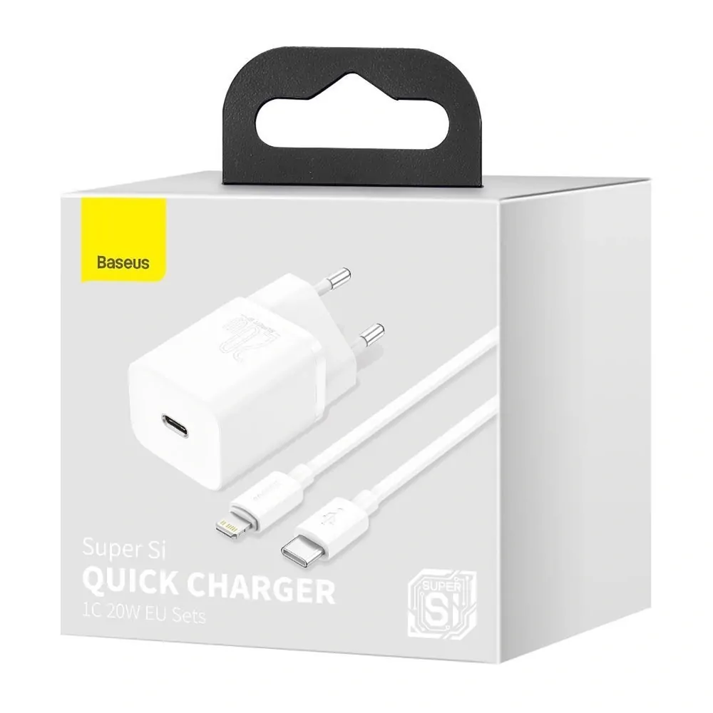 Rychlá nabíječka Baseus 20W + Lightning kabel – bílá