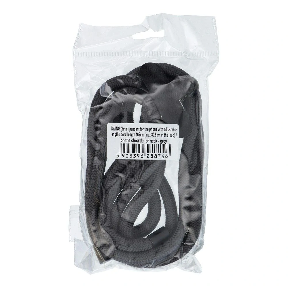 Popruh SWING 8mm Crossbody – šedý, délka 165 cm (5903396288746)