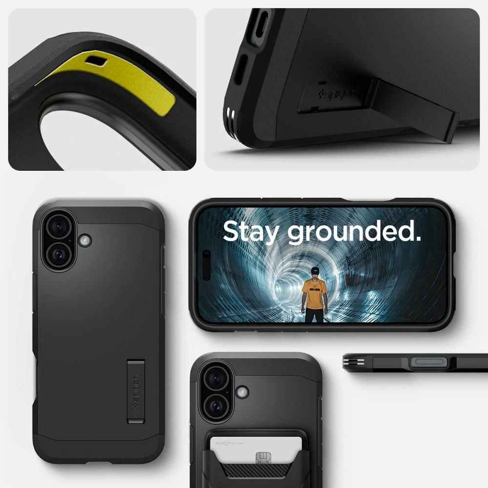 Odolné pouzdro SPIGEN Tough Armor Mag s MagSafe - Apple iPhone 16 Plus - Black se stojánkem