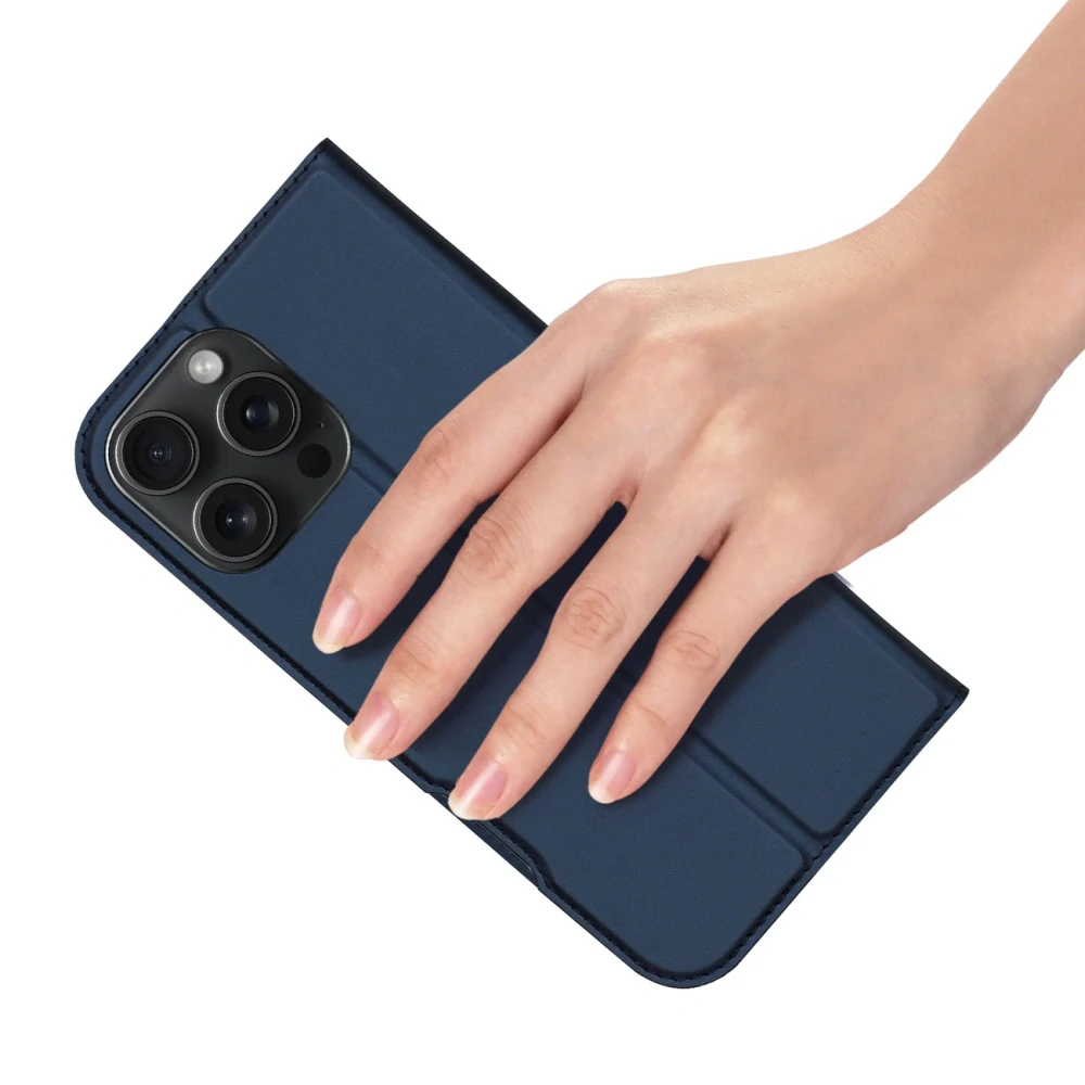 Prémiové flip pouzdro DUX DUCIS SKIN - Apple iPhone 16 Pro - modré