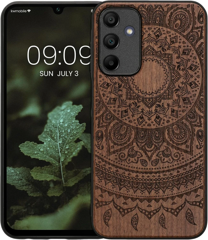 Kwmobile dřevěné pouzdro Samsung Galaxy A15 4G / 5G - Indian Sun