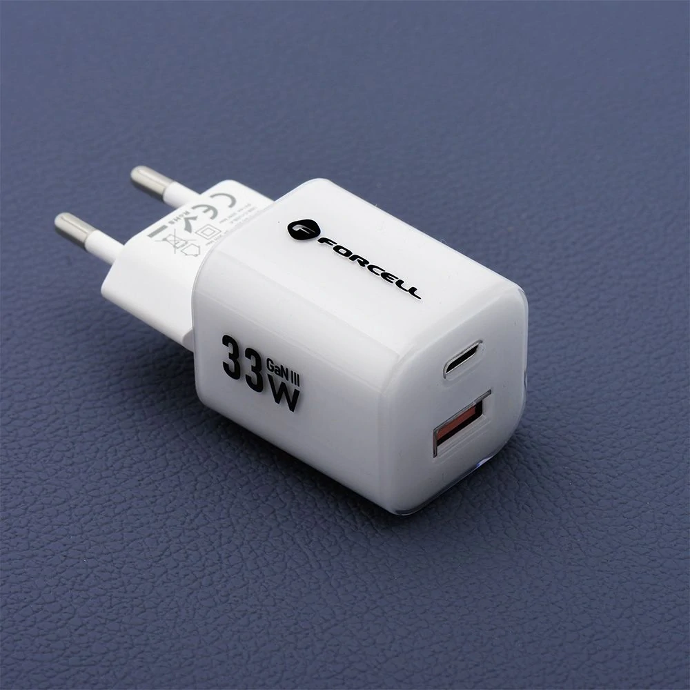 Nabíječka Forcell GaN III 33W + USB-C kabel - bílá
