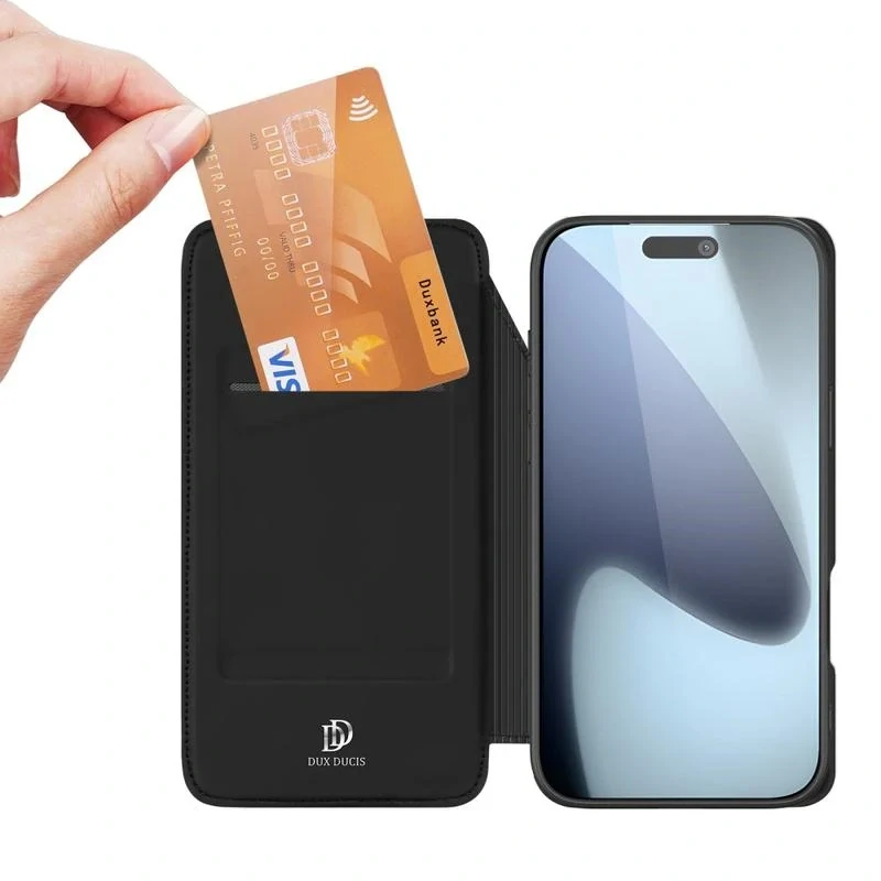 Dux Ducis Skin Pro iPhone 17 Pro – černé flipové pouzdro