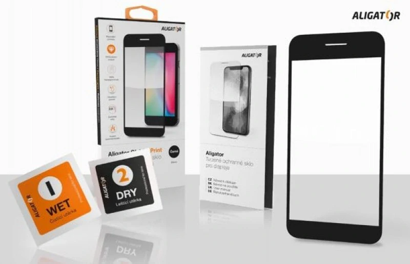 Sklo GLASS PRINT iPhone 17 Pro – černé, full glue (8596426112684)