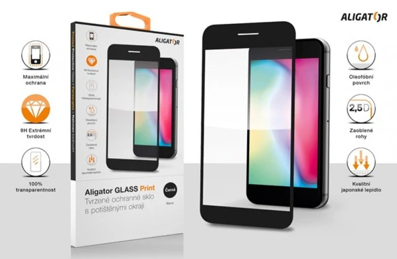 Sklo GLASS PRINT iPhone Air – černé, full glue (8596426112707)