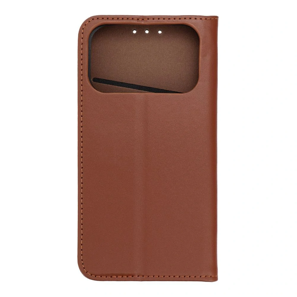 Kožené flipové pouzdro SMART PRO Book pro iPhone 17 Pro hnědé