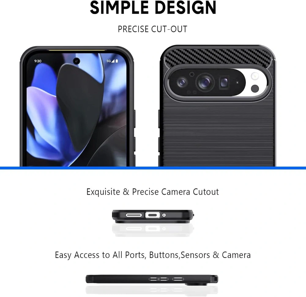 Pouzdro CARBON s ochranou hran pro Google Pixel 10 / 10 Pro - černé