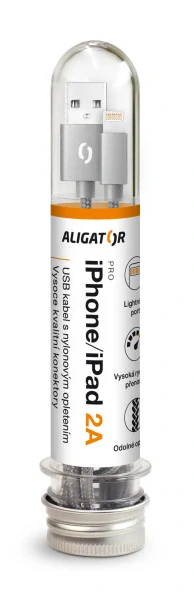Datový kabel ALIGATOR TUBA 2A – iPhone lightning šedý