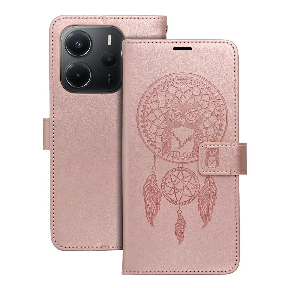 Flip pouzdro na mobil Xiaomi Redmi Note 15 Pro Plus 5G - MEZZO Book zlatě růžový lapač