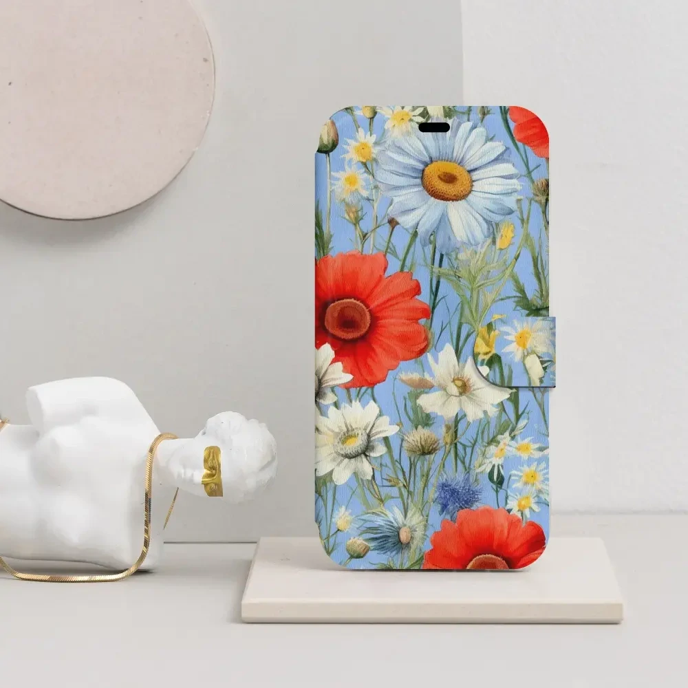 Knížkové flip pouzdro Mobiwear - Motorola Moto G85 5G -  VP44S Červené a bílé květy - VÝPRODEJ
