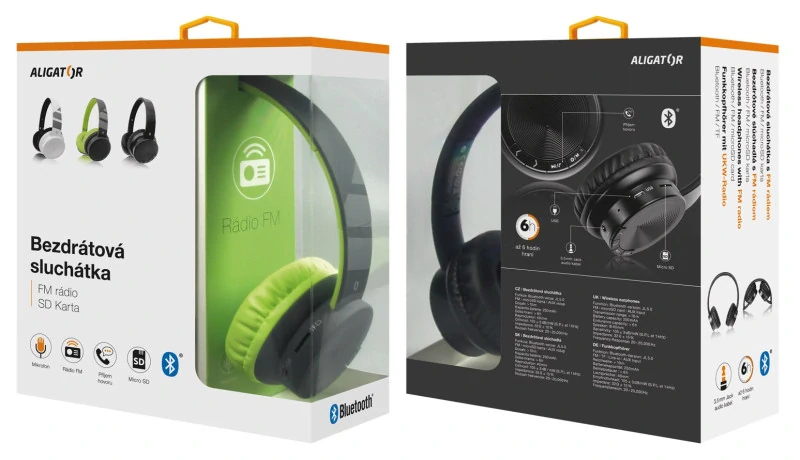 Bluetooth sluchátka ALIGATOR AH02 zelená