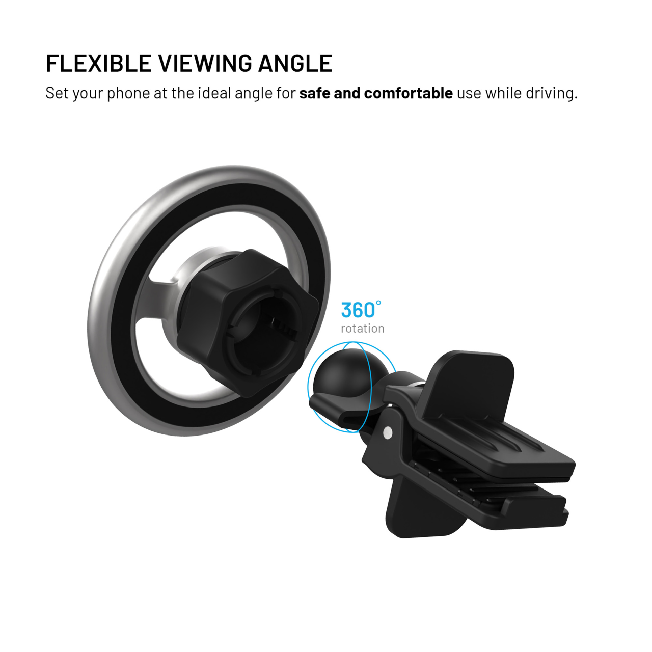 Držák do auta FIXED MagMount MagSafe stříbrný