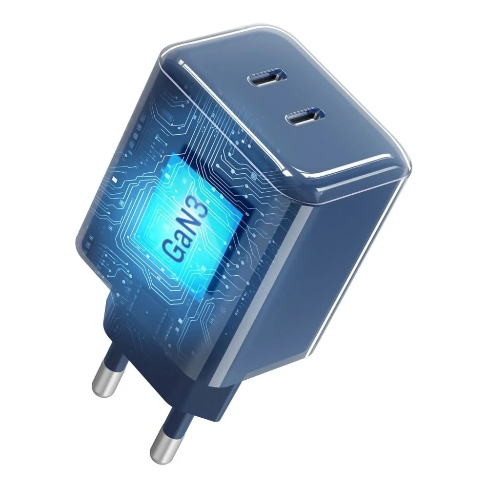 Rychlá nabíječka Forcell F-Energy GaN III 60W 2× USB-C + kabel modrá