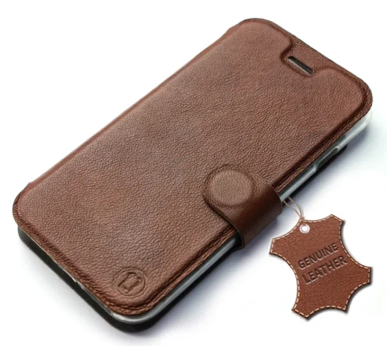 Kožené flip pouzdro Mobiwear - Apple iPhone 11 Pro - Hnědé - VÝPRODEJ