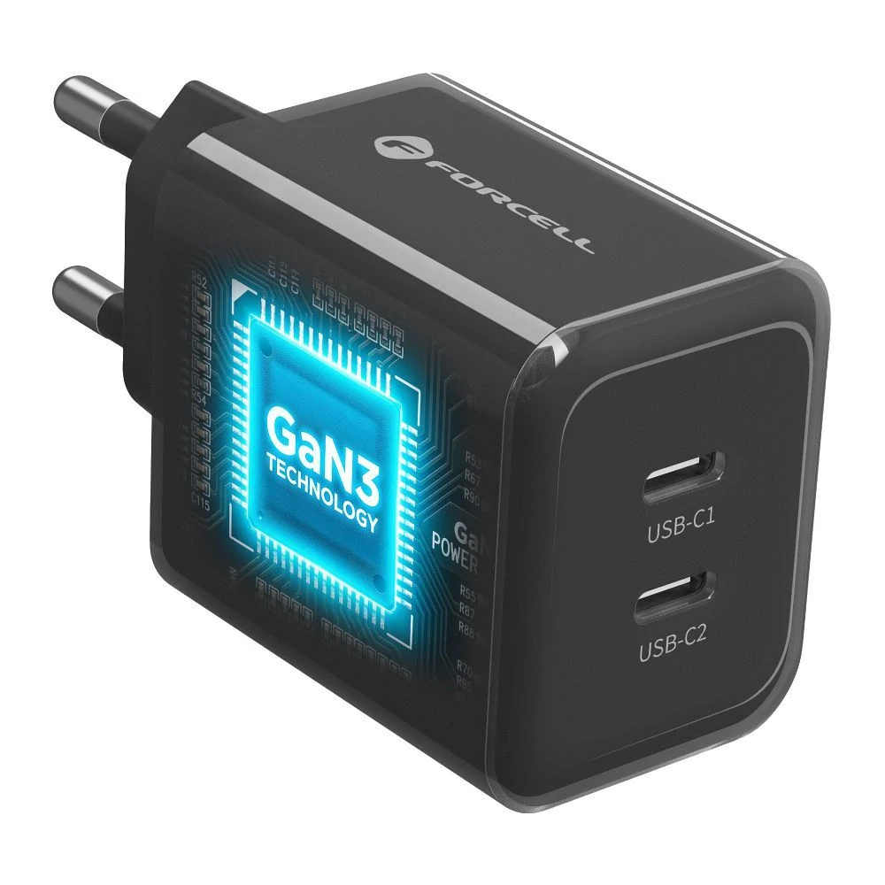 Nabíječka GaN 60W 2x USB-C Forcell F-Energy VT-60 + kabel USB-C, černá