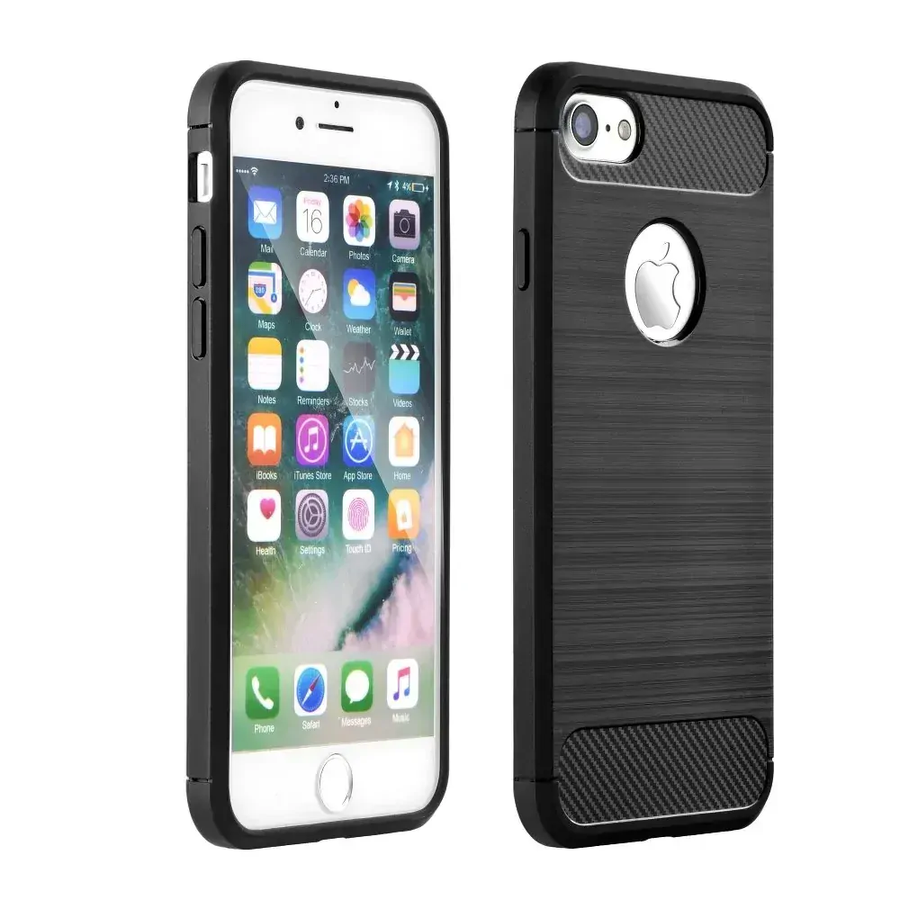 Silikonové pouzdro Coolcase Carbon na mobil Apple iPhone SE, 5 a 5S Černé