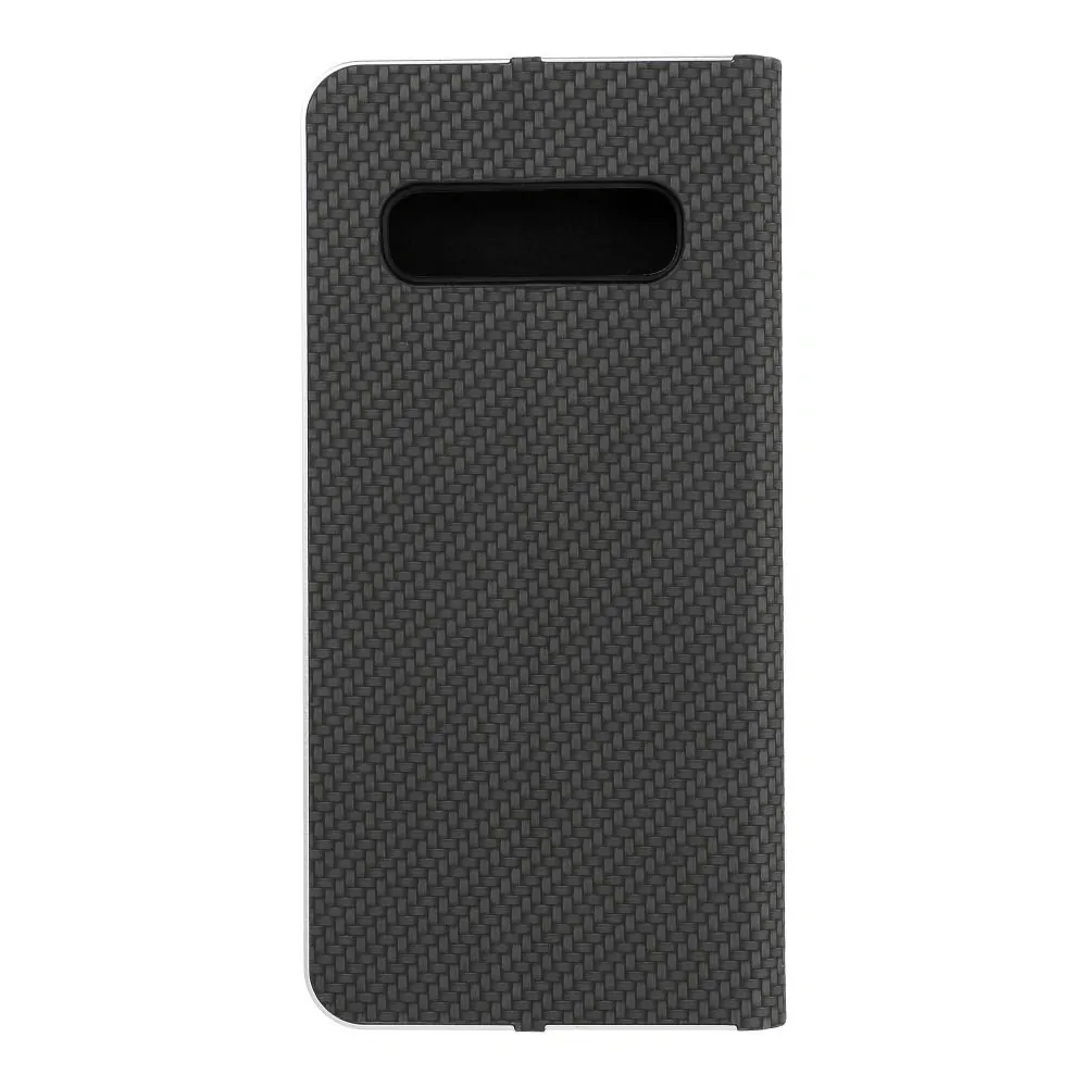 Luxusní flip pouzdro Coolcase Luna Carbon Book na mobil Samsung Galaxy S10 Černé