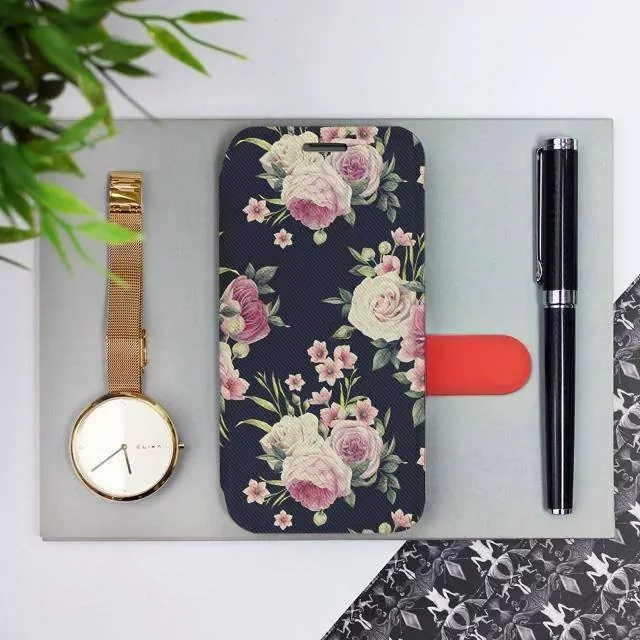 Knížkové flip pouzdro Mobiwear - Sony Xperia 1 II - V068P - Růžičky - lehce poškozený potisk ve spodní části