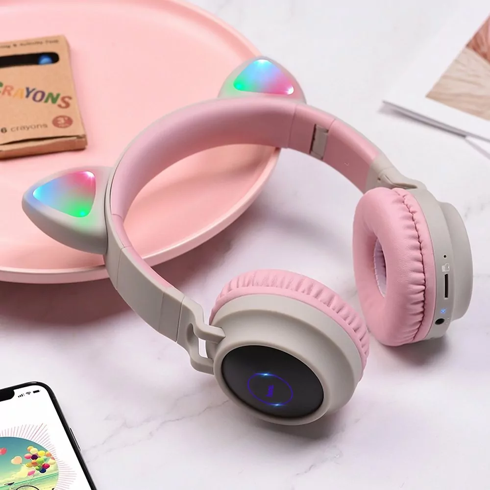 Bezdrátová sluchátka a bluetooth stereo headset HOCO W27 - šedá - kočičí ušiska