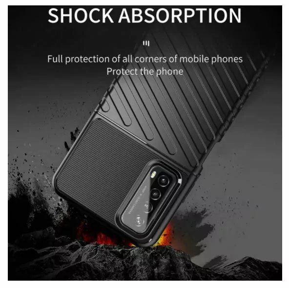 Odolnější gumové pouzdro Armored Thunder na mobilní telefon Huawei P Smart 2021 Černé