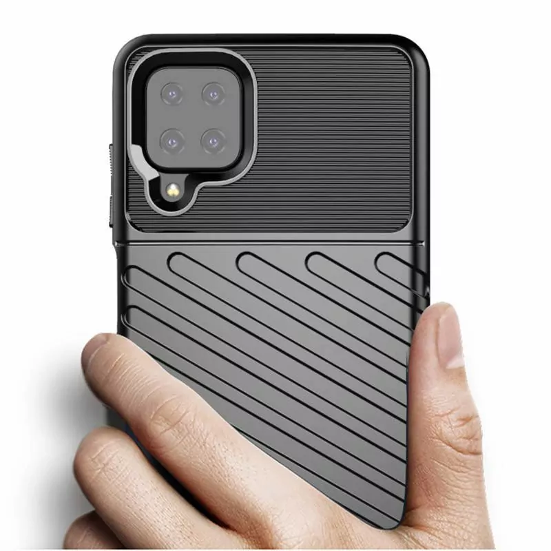 Odolnější gumové pouzdro Armored Thunder na mobilní telefon Samsung Galaxy A22 4G Černé